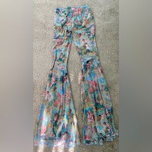 Colorful Angel Print Flared Pants